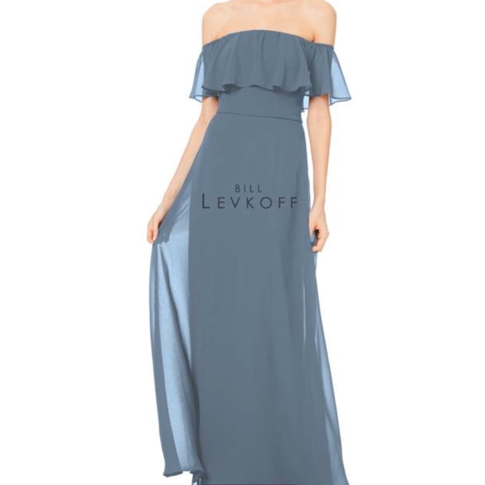 Bill LEVKOFF Slate chiffon Bridesmaid Dress Size 8